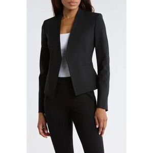 Theory Lanai Sevona Open Front Stretch Wool Blazer - Black 8